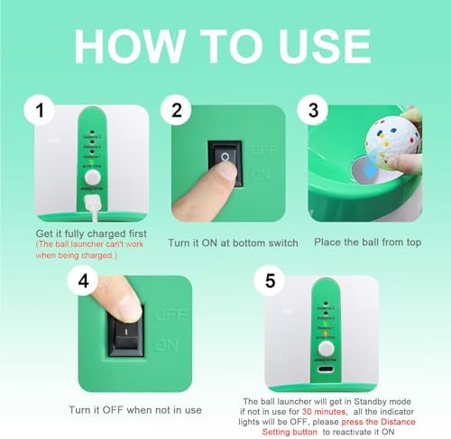 Automatic Dog Ball Launcher for Small to Medium Dogs, 2.2 Inch ETPU Dog Ball Thrower, 3 Distance Adjustable 19-39 Ft Interactive Dog Toy, Mental Stimulating Puppy Toy with 4 ETPU Balls (Green) - Image 6