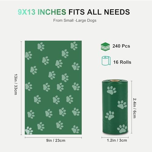 240Pcs Thick Dog Poop Bags Rolls, Leak-Proof Poop Bags for Dog and Cats Litter, 9x13 Inch Scented Pet Waste Bag for Small - Large Dogs Walking, Fits Most Doggie Bag Holder for Leash - Image 2