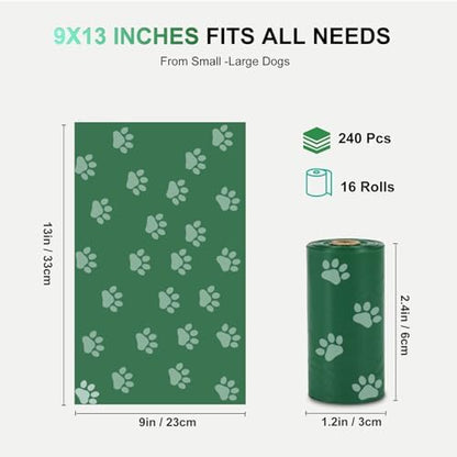 240Pcs Thick Dog Poop Bags Rolls, Leak-Proof Poop Bags for Dog and Cats Litter, 9x13 Inch Scented Pet Waste Bag for Small - Large Dogs Walking, Fits Most Doggie Bag Holder for Leash - Image 2