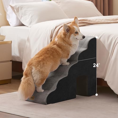 ZOMISIA Dog Ramp for Large Dogs with Tunnel, 24" H 5 Steps for High Bed - Image 3