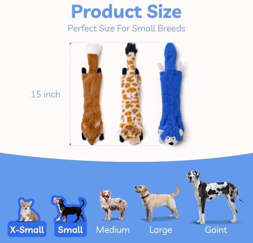 SHARLOVY Dog Squeaky Toys No Stuffing 3 Pack, Plush Crinkle Dog Toys for Large Breed, Durable Doggie Chew Cute Animals Puppy Toy for Teething - Image 6