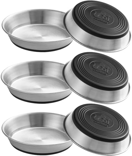 WROSWT Stainless Steel Cat Bowls,Whisker Friendly Shallow Cat Dishes for Food and Water,Non-Slip Silicone Bottom,Heavy Duty,Replacement Kitten Metal Plate for Elevated Stands,6 Pack by WROSWT