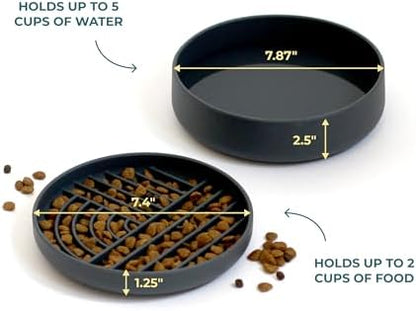 Slow-Feeder & Water Bowl Set by The Dog Tale | Food-Grade Silicone Dog Bowls, BPA-Free, Dishwasher Safe, Freezer Safe (Midnight) - Image 2