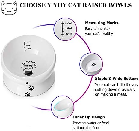 Y YHY Elevated Cat Food Bowl, Raised Food and Water Bowl for Cat and Small Dog, Tilted Ceramic Water Bowls No Spill,15oz, Dishwasher Safe - Image 5