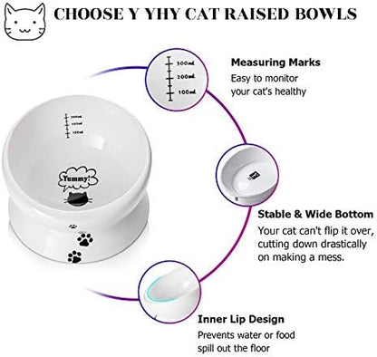 Y YHY Elevated Cat Food Bowl, Raised Food and Water Bowl for Cat and Small Dog, Tilted Ceramic Water Bowls No Spill,15oz, Dishwasher Safe - Image 5