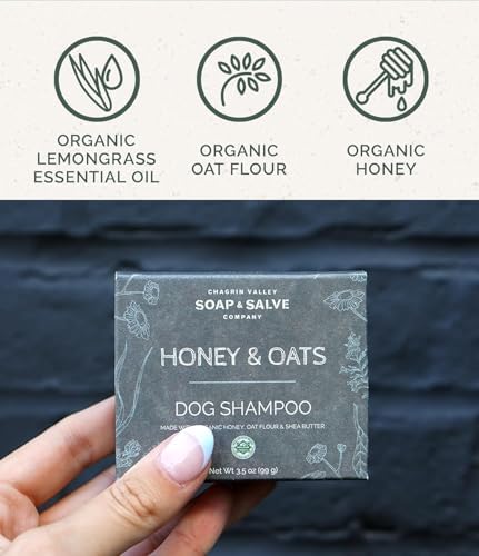 Chagrin Valley Soap & Salve Certified Organic Dog Shampoo and Conditioner – Puppy Shampoo Itchy Skin Relief and Puppy Essentials - Natural Handmade Honey & Oats, 3.8 oz Bar Soap - Image 3