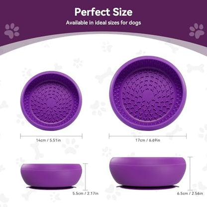 Dog Lick Bowl, Anxiety Relief Lick Mat for Dogs, Non-Slip Freeze Licking Bowl Enrichment Puzzle Feeder for Distraction, BPA Free Silicone, Dishwasher Safe(Purple-Large) - Image 5