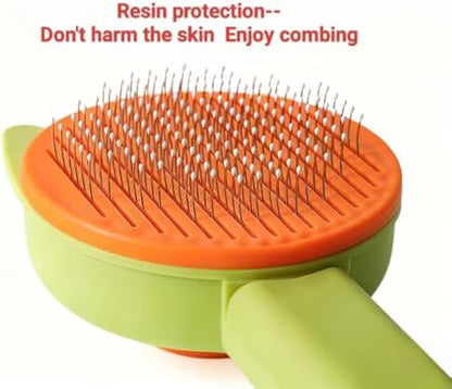 Cat Brush for Shedding, Kitten Brushes for Indoor Cats, For Long or Short Haired Cats,Cat Hair Brush Grooming Deshedding Brush for Dog Kitten Removes Loose Fur and flea removal comb, Green - Image 2