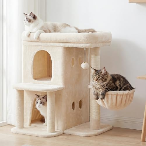 Heybly 25.6" Cat Tree for Large Cats with Big Perch & Dual Condos HCT204SM - Image 2