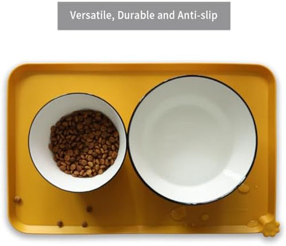 Hoki Found Silicone Pet Food Mats Tray - Dog Pet Cat Feeding Mat - Waterproof Dog Cat Food Mats -Pet Water Mats for Carpet -Honey - Image 4