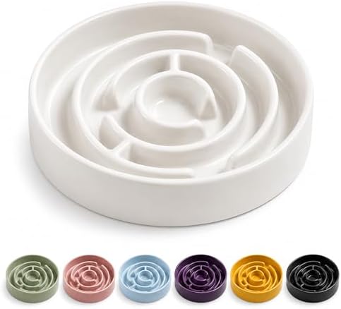 Ceramic Slow Feeder Dog Bowl 1.5 Cup Puzzle Dish for Small Medium Dogs by Unknown