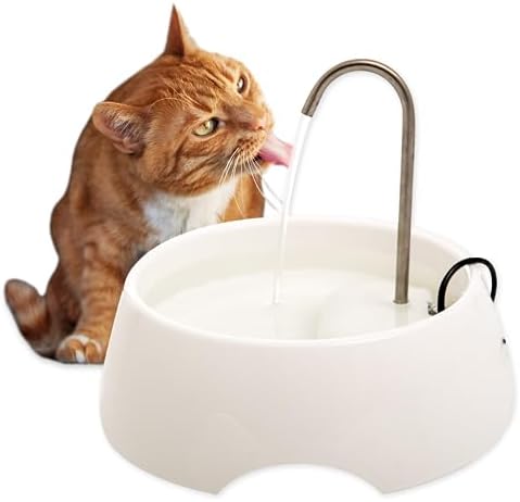 Aqua MINI Portable Pet Water Fountain - Automatic Drinking Bowl for Cats and Dogs - Stainless Steel Faucet - Replaceable Filters - Easy Cleaning - Ideal for Multiple Pets - 1.2L/42 fl oz - White by HOME