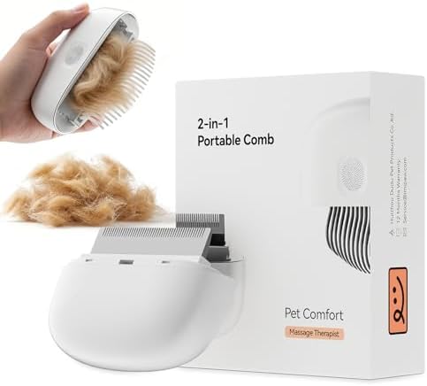 2-in-1 Cat Comb - Soft Pet Brush for Grooming, Metal Flea Comb for Hair Removal & Detangling Mats, Portable Comfortable Tool for Indoor Long & Short Haired Pets by IMIPAW