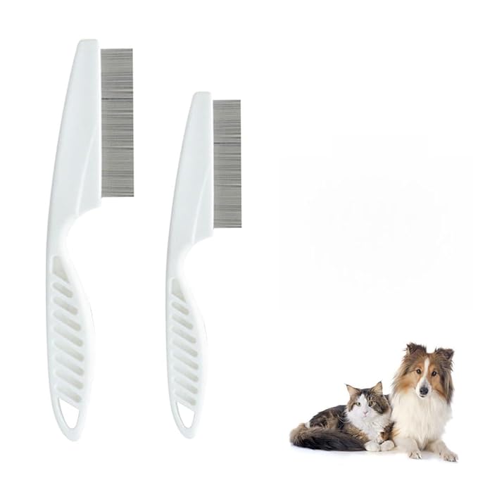 Pet Hair Comb, 2026 New Multifunctional Pets Grooming Comb for Knots Crust Floating, Stainless Grooming Massage Dual-Sided Comb for Small Dogs Puppies (White)