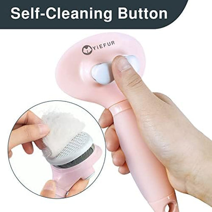 Cat Hair Brush, Soft Silicone Self Cleaning Brush for Short and Long Haired Cats, Pink Pet Grooming Comb, Cat Shedding Brushes - Image 2