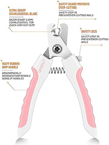 4.7" Small Dog & Cat Nail Clipper Stainless Steel Cat Claw Trimmers for Rabbits, Guinea Pigs, Birds, Puppies, Kittens and Small Animals Pet Nail Clipper for Professional and Home Use (Pink) - Image 3