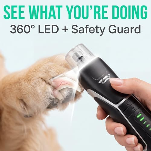 Dog Nail Grinder for Dogs & Cats – 6 Speed Quiet Electric Nail Trimmer with 360° LED Light, 11000 RPM Professional Rotary Toenail Grinder, Rechargeable Pet Nail File for Thick Nails Large Small Dogs - Image 4