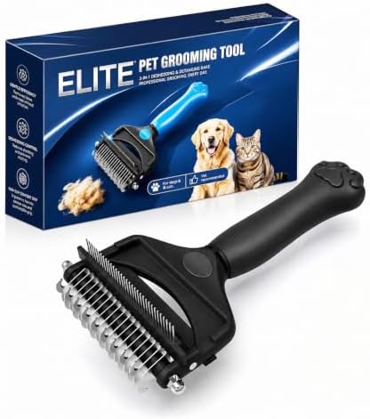 Deshedding Dog Brush，3-in-1 Undercoat Rake for Dogs (Black) by KIVMTAR
