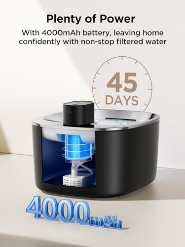FEELNEEDY Wireless Cat Water Fountain Battery Operated, 4L/135 fl oz Pet Water Fountain for Cats and Dogs with Motion Sensor, Ultra Quiet Cat Drinking Fountain with 2 Filters (Black YPD-C004P) - Image 4
