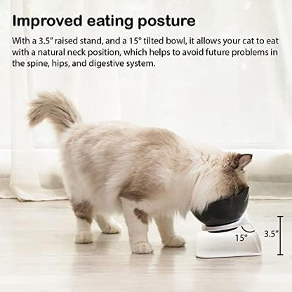 Leo's Paw Anti-Vomiting Orthopedic Cat Bowl Elevated 15° Tilted Cat Food and Water Bowls for Better Digestion Raised Stand with Non-Slip Bottom Detachable Feeding Bowl (Double Clear) - Image 5