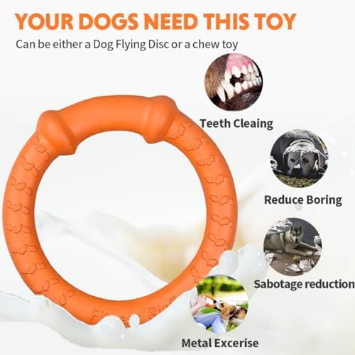 LaRoo Dog Ring Toy, Durable Soft Flying Disc, Thickened, Floatable Dog Chew Ring for Medium Large Dogs, Interactive Tug of War & Fetch Toy for Outdoor Training, Teeth Cleaning & Exercise (Orange) - Image 3