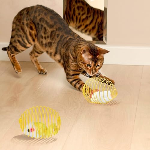Jecery 5 Pcs Cat Toys Spring,Yellow Mouse,Yellow - Image 6