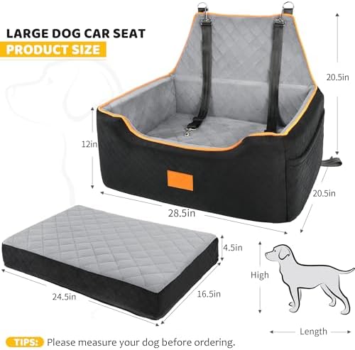 XIEEAOZEE Dog Car Seat for Medium/Large Dog Under 50 lbs or 2 Small Dogs - Image 2