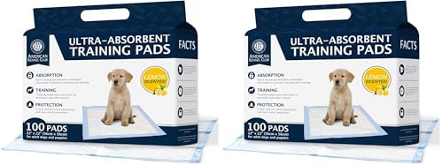 American Kennel Club Scented Puppy Training Pads with Ultra Absorbent Quick Dry Gel – 22 x 22 Pee Pads for Dogs - Lemon Scented - 100 Count (Pack of 2) by AmericanKennelClub