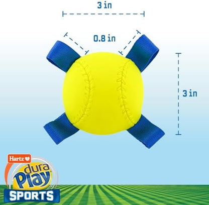 Hartz Dura Play Sports Baseball Dog Toy, Bacon Scented Squeaky Latex Yellow & Blue Toy, 3 Count - Image 5