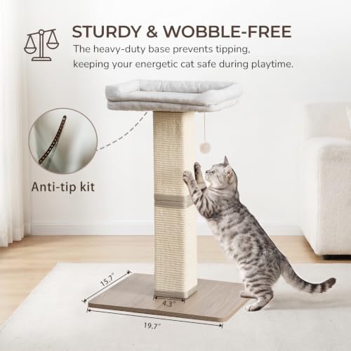 32 Inches Cat Scratching Post with Perch for Indoor Cats Adults - Image 3