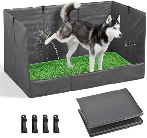 33.5"×23.6"×15.9" High Walls Dog Potty Tray with Artificial Grass, Foldable Dog Pee Pad Holder with 4-Inch Baffle, Waterproof Indoor Dog Litter Box for Small to Medium Pets by Unknown