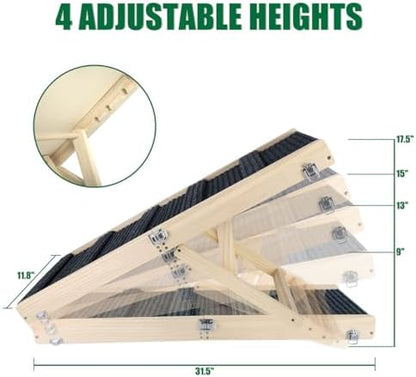 Okydoky Small Dog Ramp, Adjustable Portable Folding Wooden Ramp 32" Long - Image 4