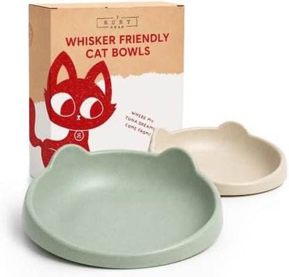 7 Ruby Road Shallow Cat & Kitten Food Bowls, Whisker Friendly, Set of 2 by 7RUBYROAD