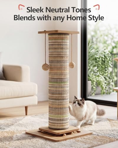 Odoland 31" Tall Large Cat Scratching Post with Replaceable Scratcher Pad - Image 2