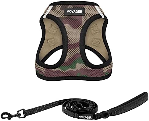 Best Pet Supplies Voyager Step-in Air All Weather Mesh Harness and Reflective Dog 5ft Leash Combo with Neoprene Handle, for Small, Medium and Large Breed Puppies - Army/Black Trim, XX-Small by BestPetSuppliesLLC