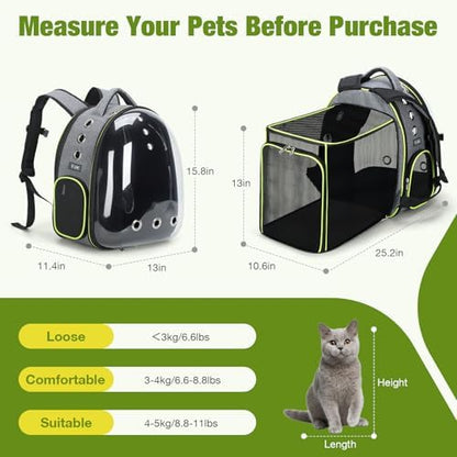 Lekereise Cat Bubble Backpack Carrier - Expandable Large Space Cat Backpack for Kitty Small Dog up to 18lbs, Transparent Pet Carrier for Travel, Hiking Gray - Image 2