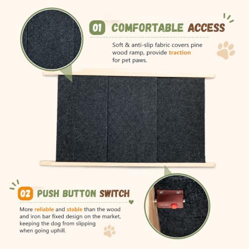 Wooden Dog Stairs & Ramp for Small Medium Dogs and Cats, Foldable Pet Steps - Image 4