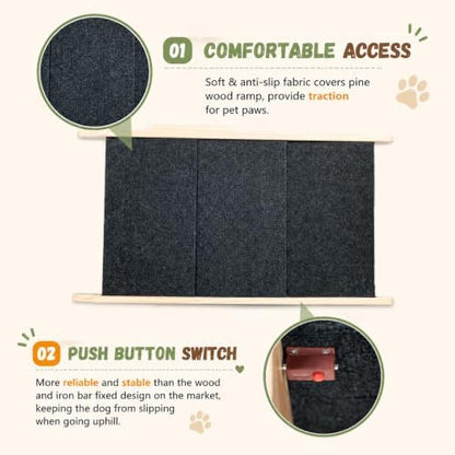 Wooden Dog Stairs & Ramp for Small Medium Dogs and Cats, Foldable Pet Steps - Image 4
