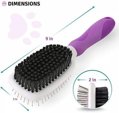 Pet Grooming Brush - Fur Detangling Pins & Coat Smoothing Slicker Bristles, Two-Sided Design for Dogs, Cats & Other Animals - Image 4