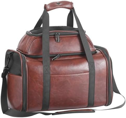 Premium Leather Top Expandable Pet Carrier for Small Dogs & Cats Under 15 lbs, Airline Approved Collapsible Soft-Sided Luxury Travel Bag Coffee by Unknown