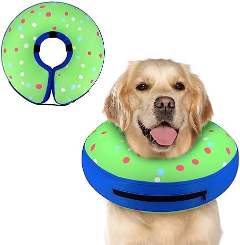 Supet Inflatable Dog Cone Collar Alternative After Surgery, Dog Neck Donut Collar Recovery E Collar, Soft Pet Cone for Small Medium Large Dogs by Supet