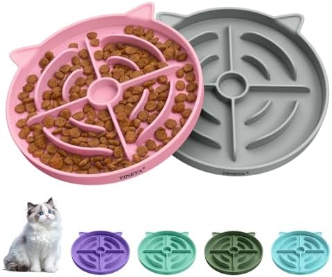 YINEYA 2 Pcs Silicone Slow Feeder Cat Bowl, Cat Slow Feeder for Food Training, Interactive Puzzle Bowls for Puppy, Kitten Dishes to Prevent Overeating, Treat Toys Suitable for Dry and Wet Food by YINEYA