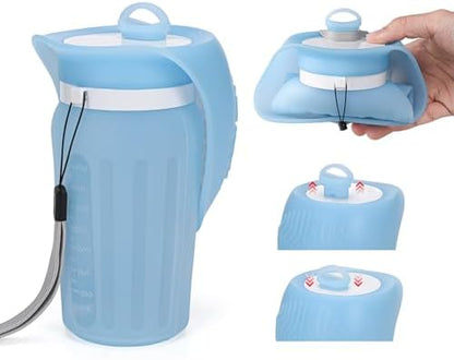 Portable Dog Water Bottle, Leak Proof Collapsible Water Bottles Lightweight Dog Water Bottle Suitable for Pets Outdoor Walking, Hiking, Travel, Camping (Light Blue, 20.9, Ounces) - Image 2