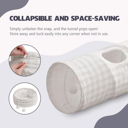 Straight Bubble Cat Tunnel for Indoor Cats 47"x12", Cream White - Image 6