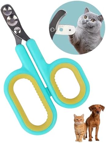Beginner Friendly Pet Nail Clippers, Dual Hole Design for Cats & Puppies, Stainless Steel Trimmer Prevents Split Nails, No-Slip Grip, Safe Quick Trim for Small Pets (Green) by PinkElizasPetSuppliesWorld
