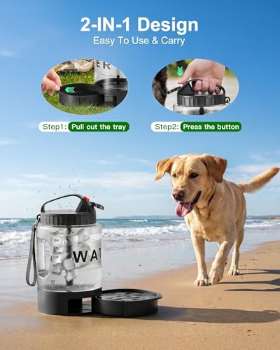 Portable Dog Water Bottle with Bowl, Large 77 oz/2.2 L, Black - Image 5