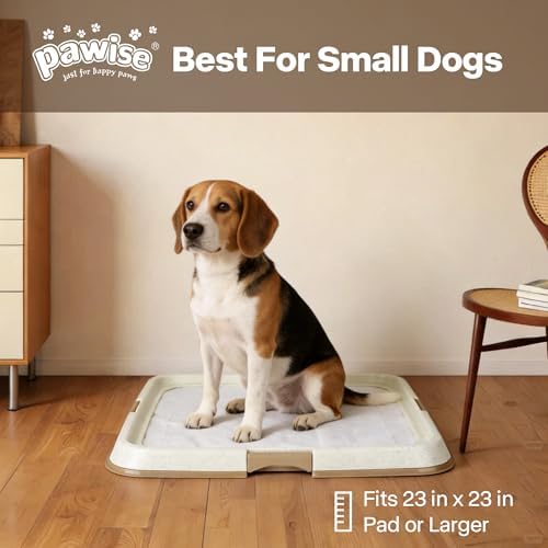 Pawise Dog Pee Pad Holder for Puppy, Puppy Pad Holder Tray with 4 Pee Pads, Pet Training Pee Pad, Indoor Potty Tray for Senior Dogs, Dog Toilet for Newborn Puppies, 23.5" x 23.5" - Image 2