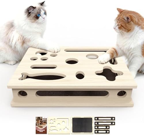 Cat Scratch Puzzle Enrichment Box, Large Solid Wood with Sandpaper Inside by Unknown