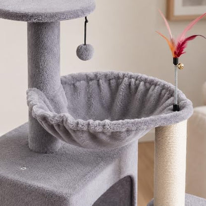 HUITREE 45in Cat Tree Tower with Big Condo for Indoor Cats,Cat Tower with Scratching Post,Scratching Board and Cat Toys,Multi-Level,Small Space,Transformer Cat Tree (338G) - Image 6