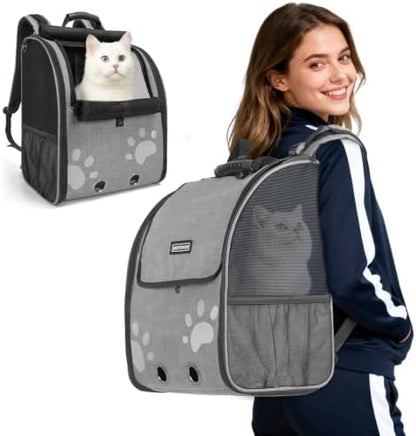 Cat Backpack Carrier with Comfort Handle, Ventilated Cat Backpack by HOME